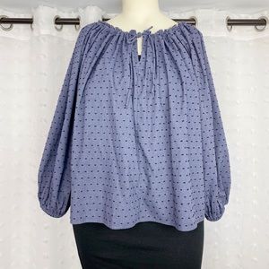 Lou & Grey blue clip dot peasant style top L